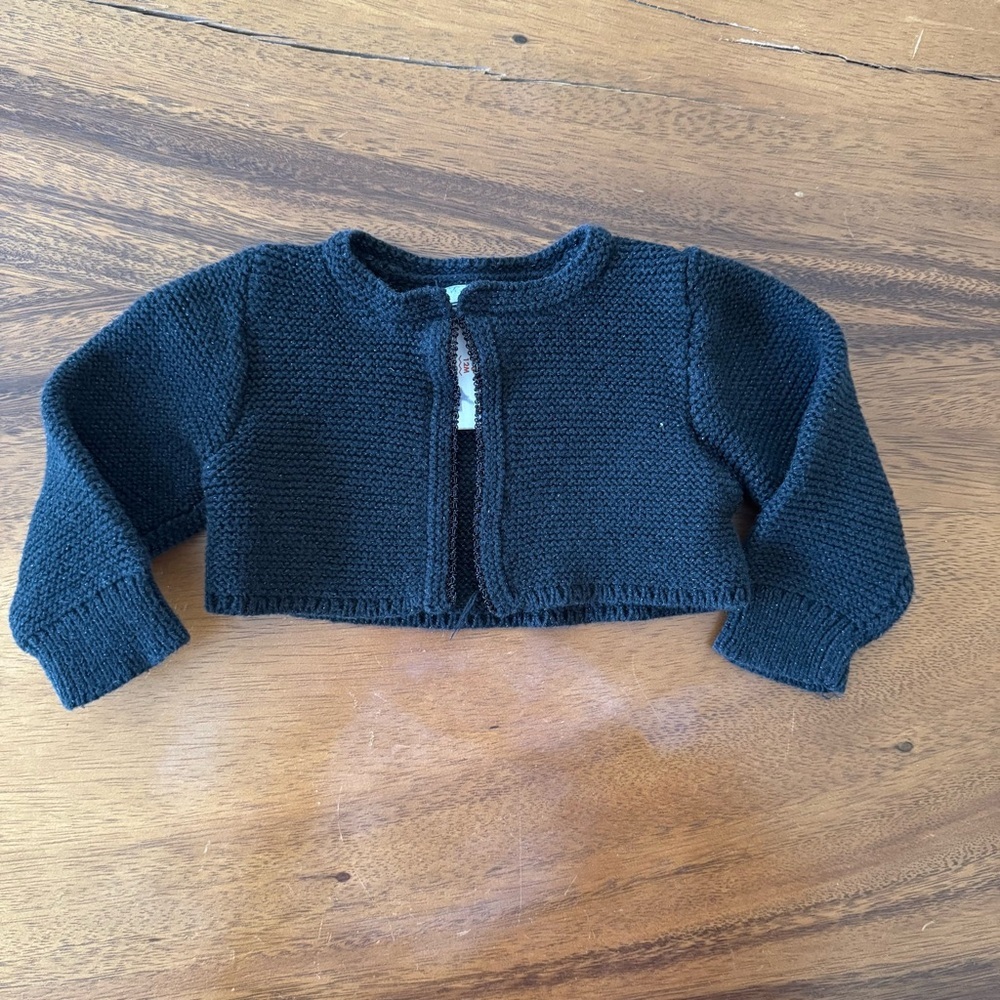 Cat & Jack Black Knit Crop Cardigan 12M